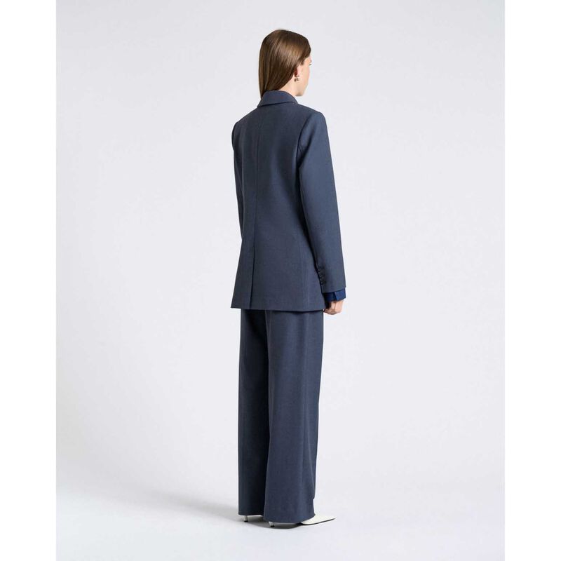 Cue Grey Melange Suiting Double Breasted Blazer image number 1